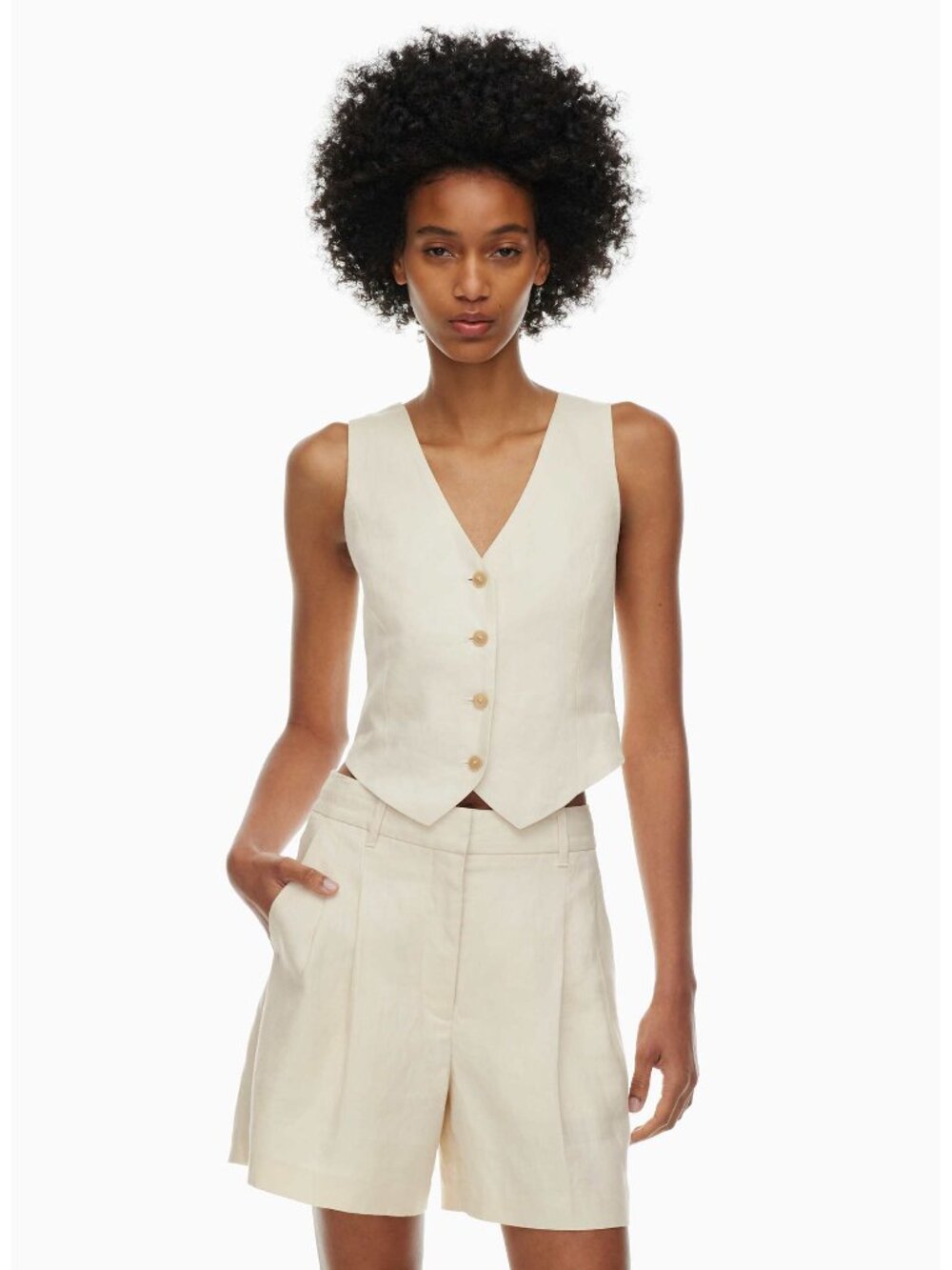 Wilfred Pacino Linen Vest in Birch